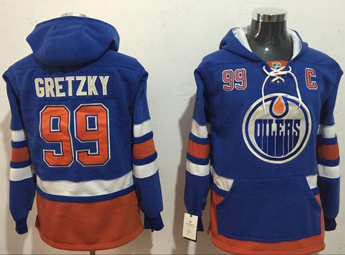 Oilers #99 Wayne Gretzky Light Blue Name & Number Pullover NHL Hoodie